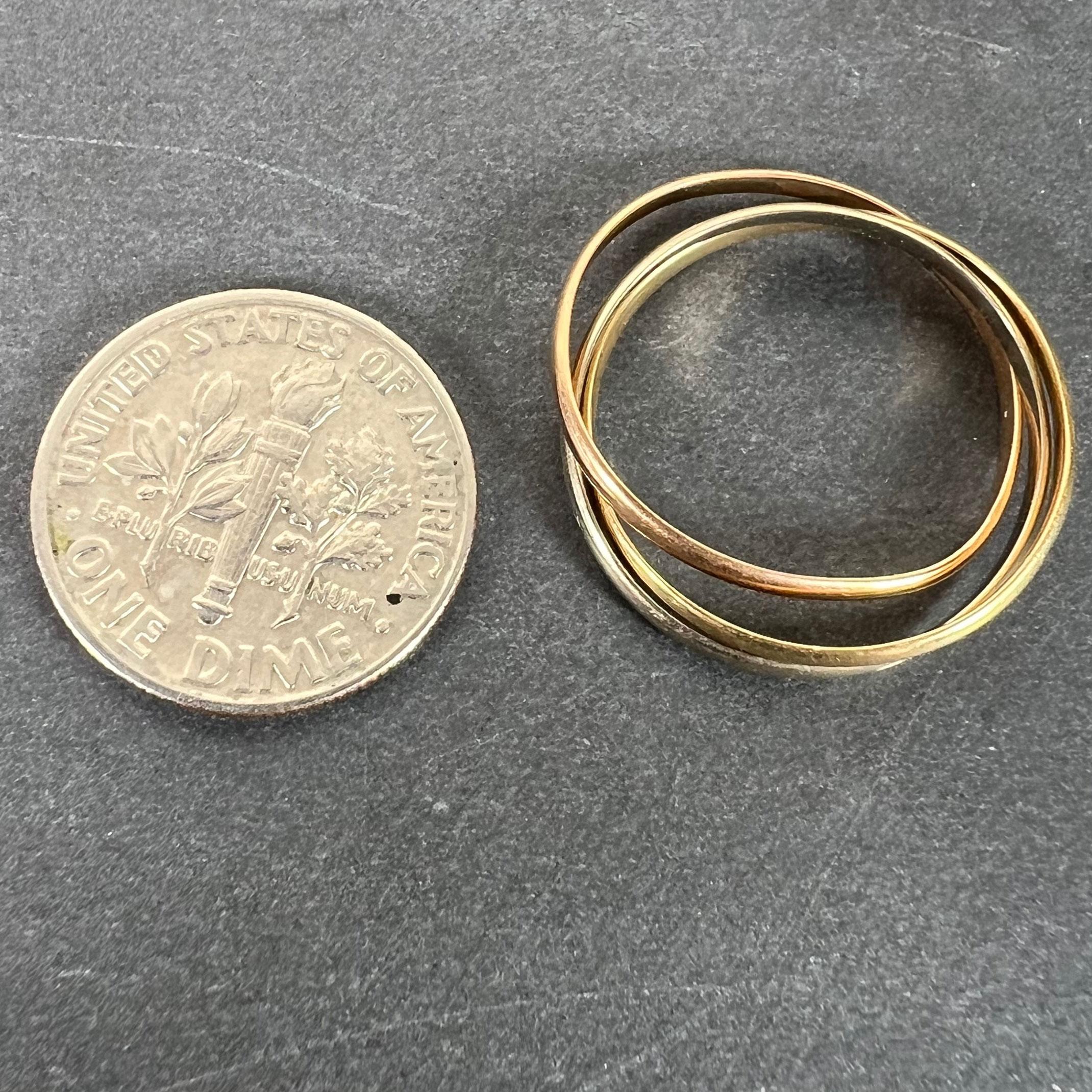 Vintage French 18K White Rose Yellow Gold Trinity Russian Wedding Ring en vente 7