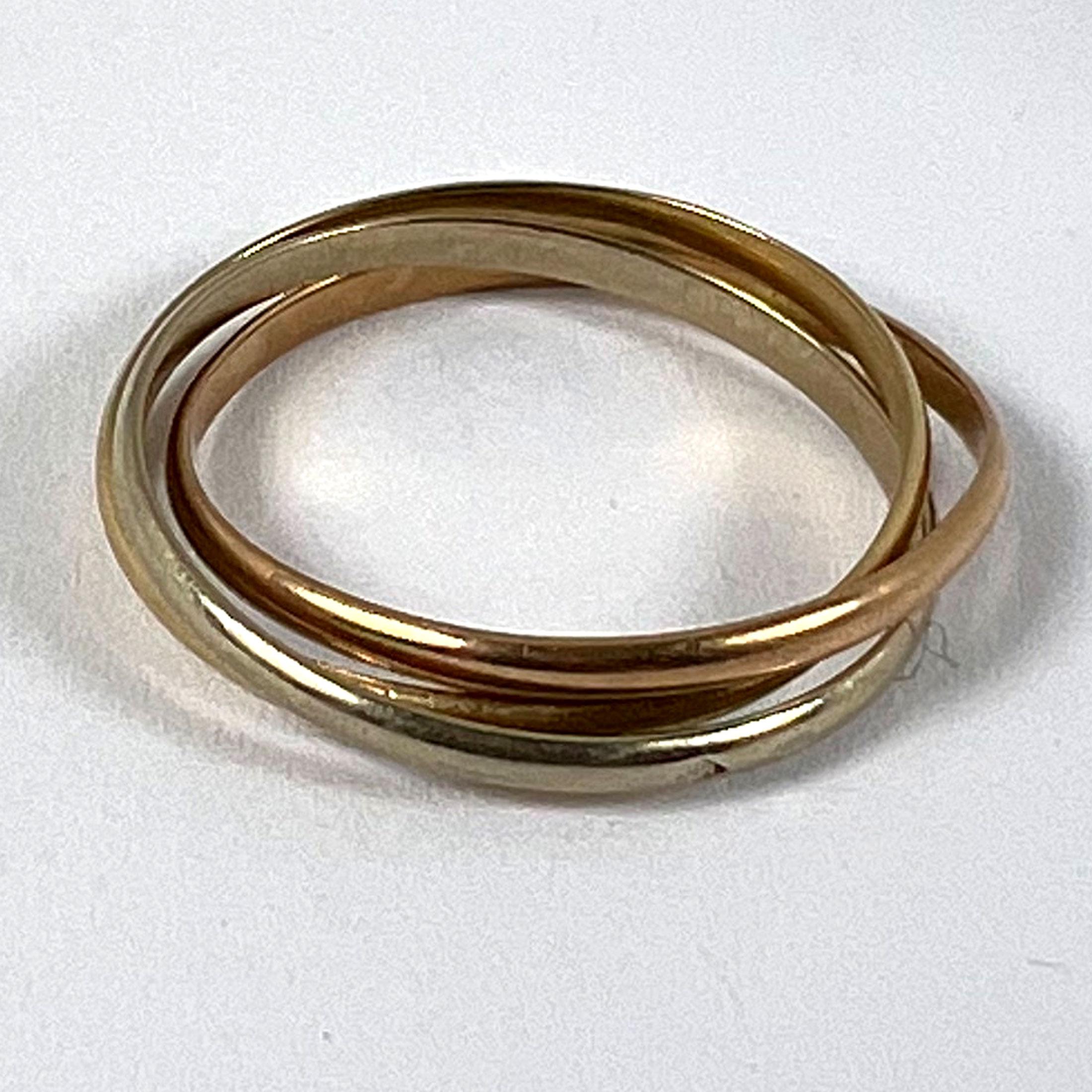 Vintage French 18K White Rose Yellow Gold Trinity Russian Wedding Ring en vente 9