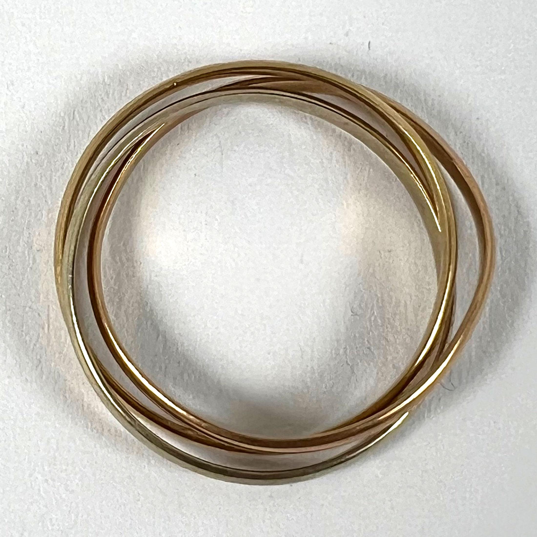 Vintage French 18K White Rose Yellow Gold Trinity Russian Wedding Ring en vente 10