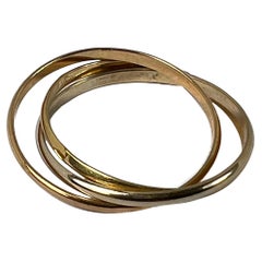 Alianza de boda rusa trinitaria francesa vintage de oro amarillo rosa blanco de 18 quilates
