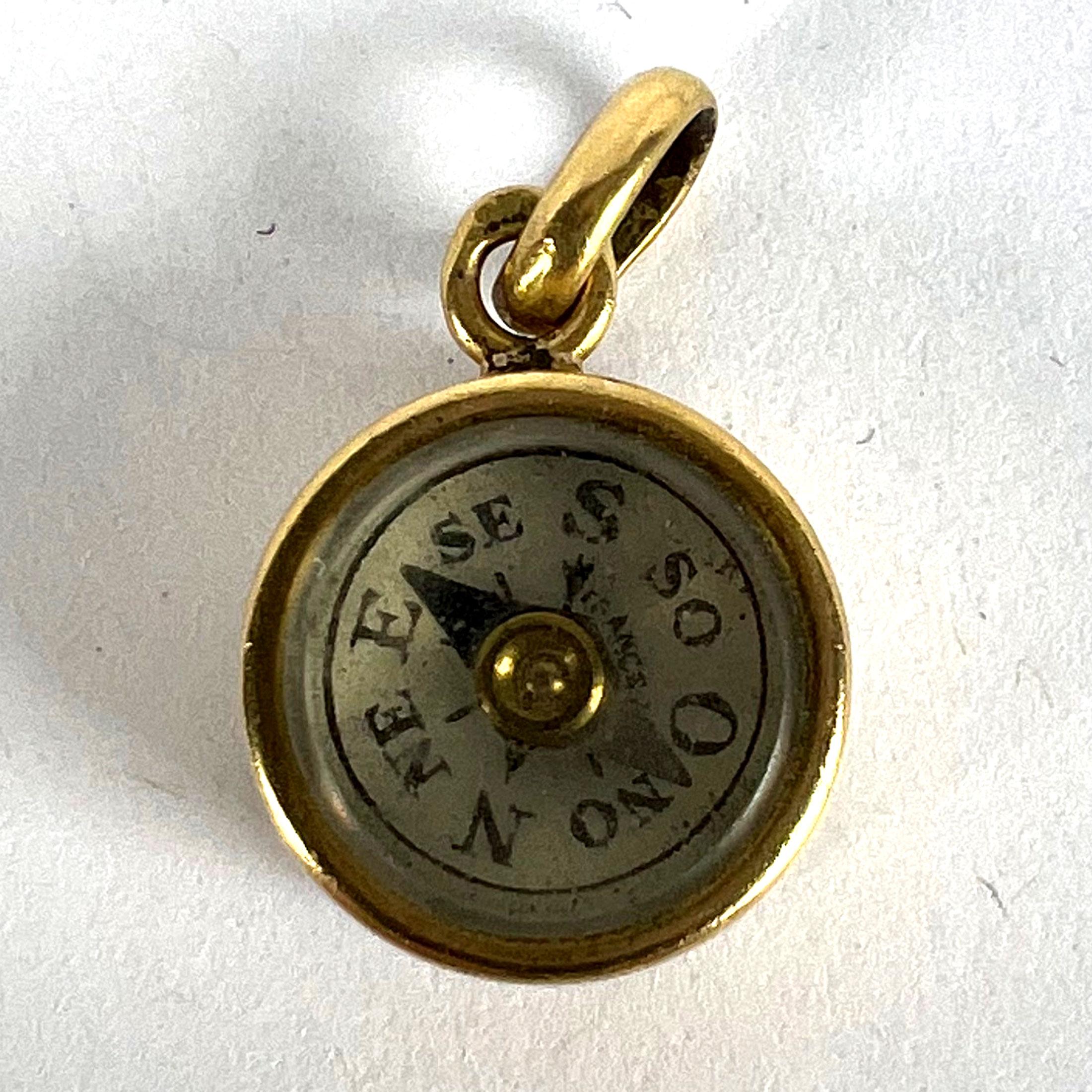 Vintage French 18K Yellow Gold Compass Charm Pendant For Sale 7