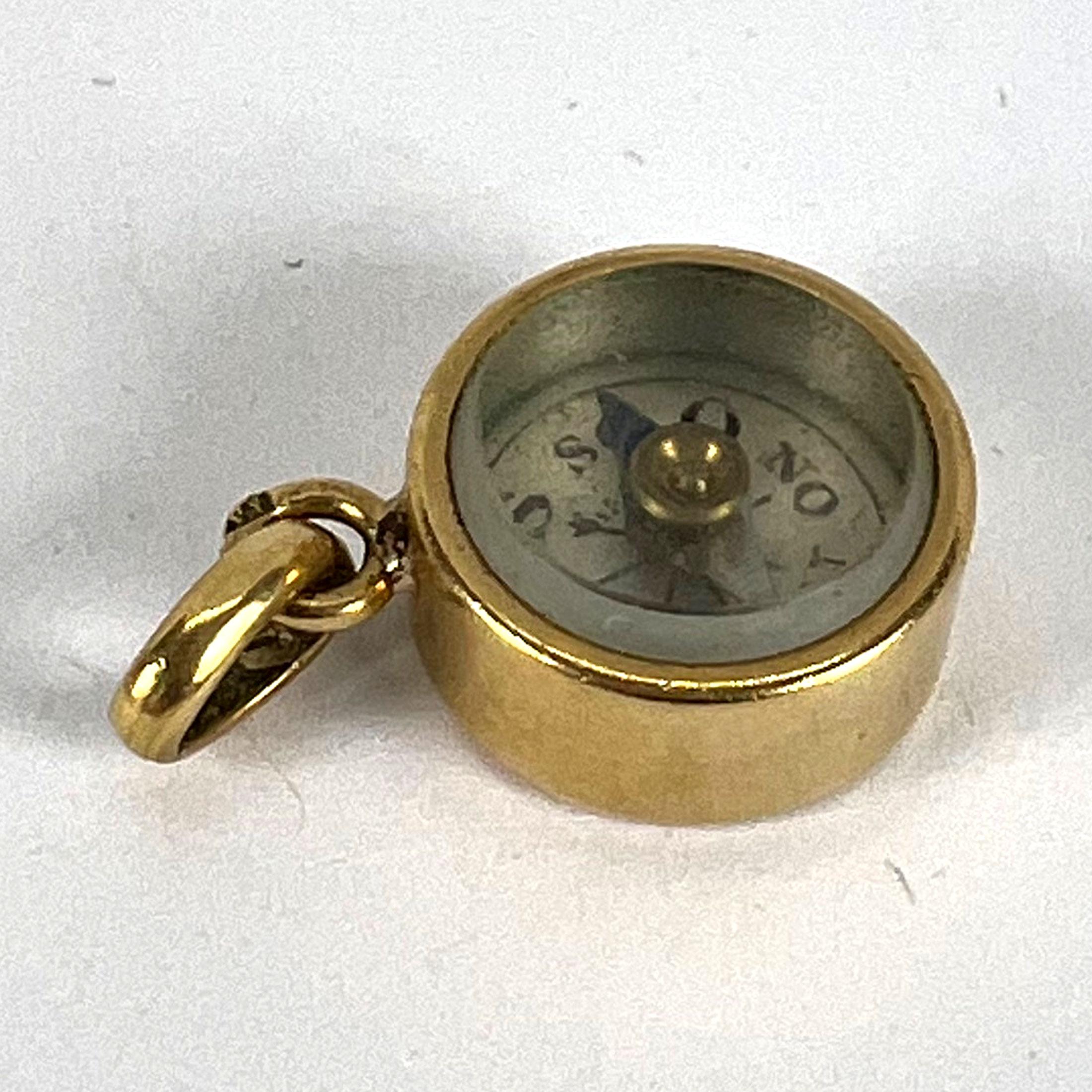 Vintage French 18K Yellow Gold Compass Charm Pendant For Sale 9