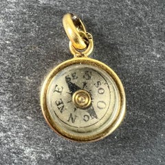 Vintage French 18K Yellow Gold Compass Charm Pendant