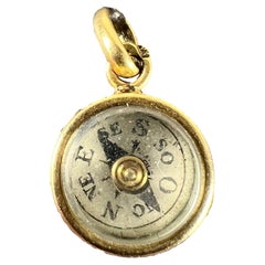 Vintage Französisch 18K Gelbgold Kompass Charm Anhänger