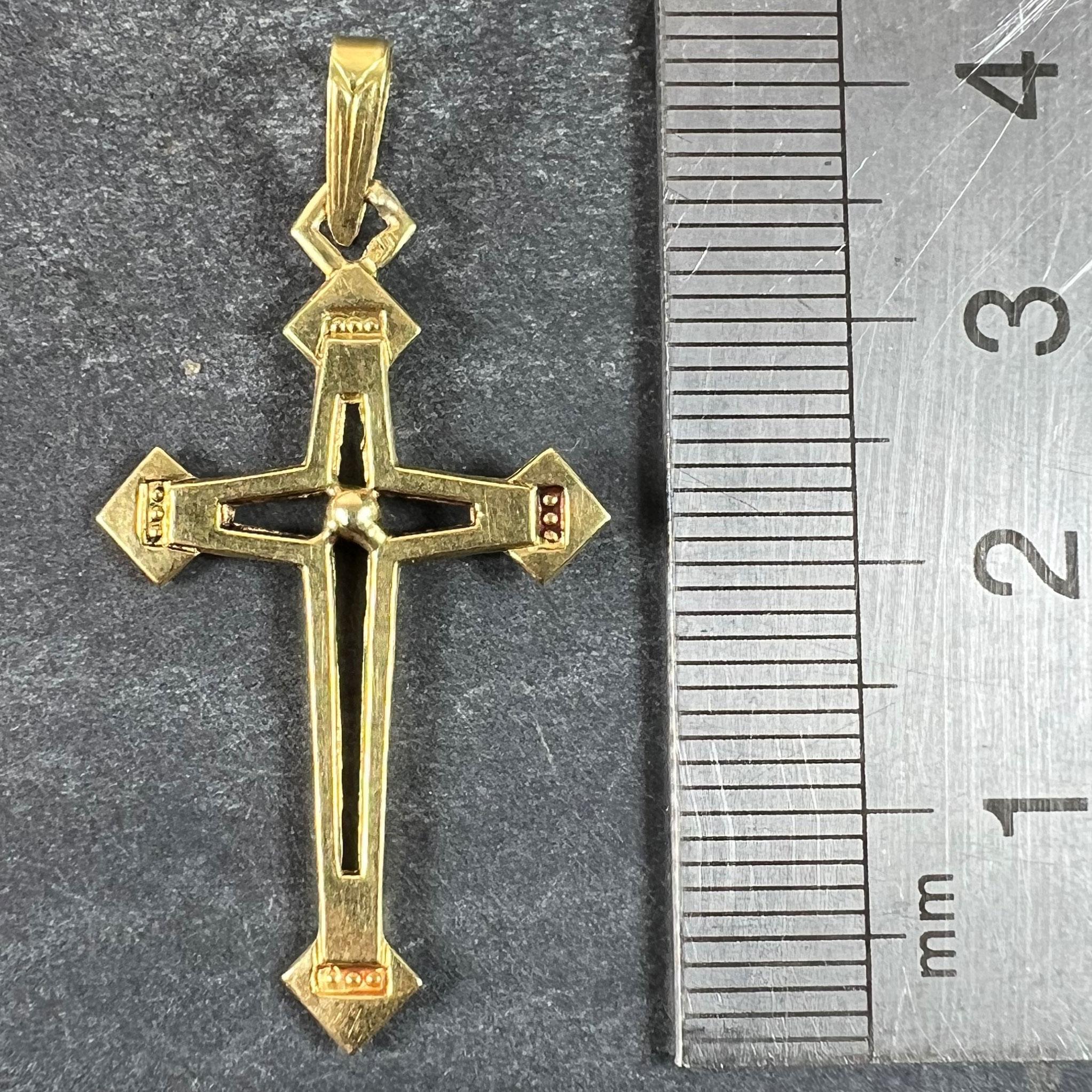 Vintage French 18K Yellow Gold Cross Pendant For Sale 6