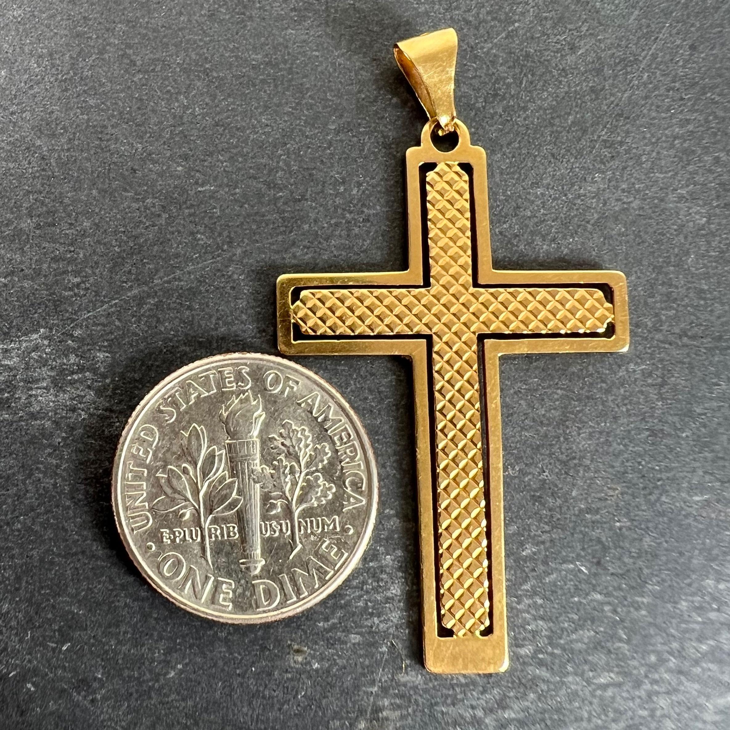 Vintage French 18K Yellow Gold Cross Pendant For Sale 6