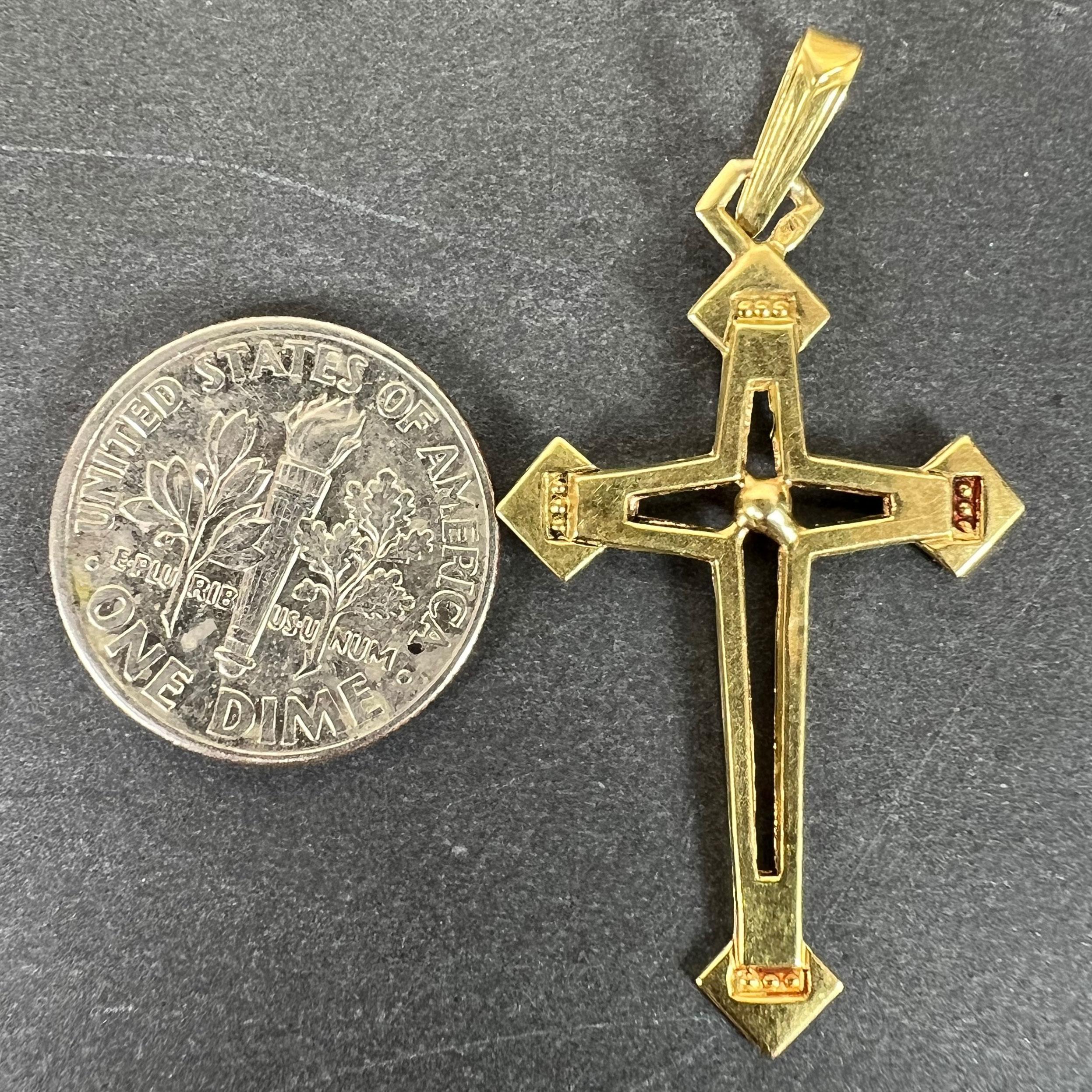 Vintage French 18K Yellow Gold Cross Pendant For Sale 7