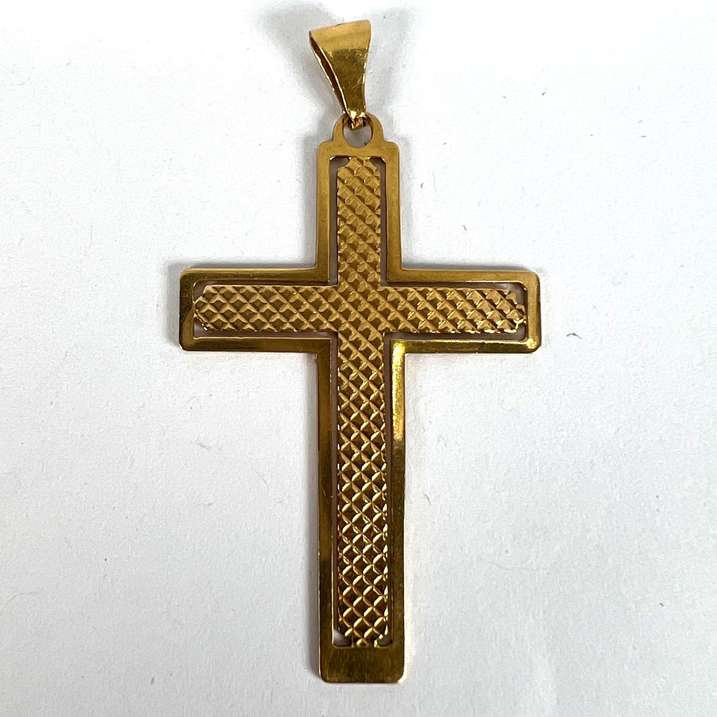 Vintage French 18K Yellow Gold Cross Pendant For Sale 7