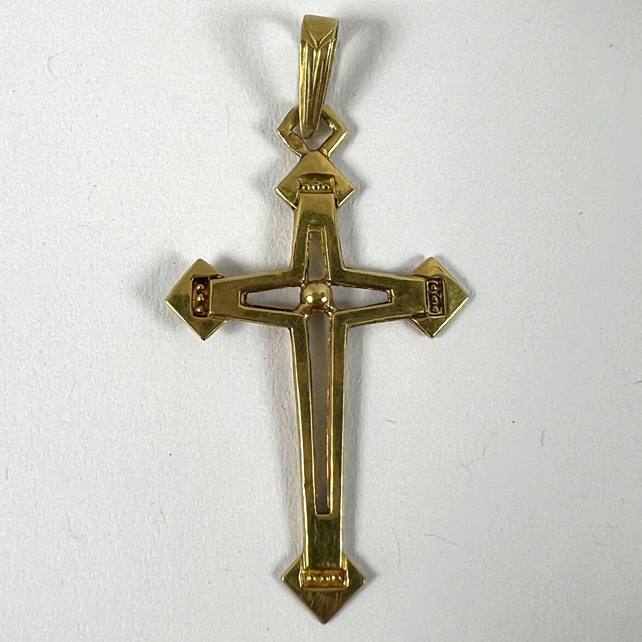 Vintage French 18K Yellow Gold Cross Pendant For Sale 8