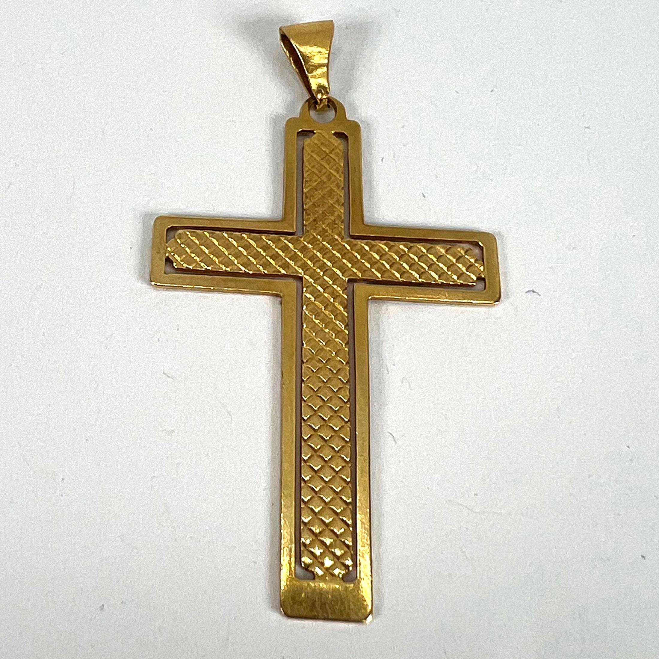 Vintage French 18K Yellow Gold Cross Pendant For Sale 8