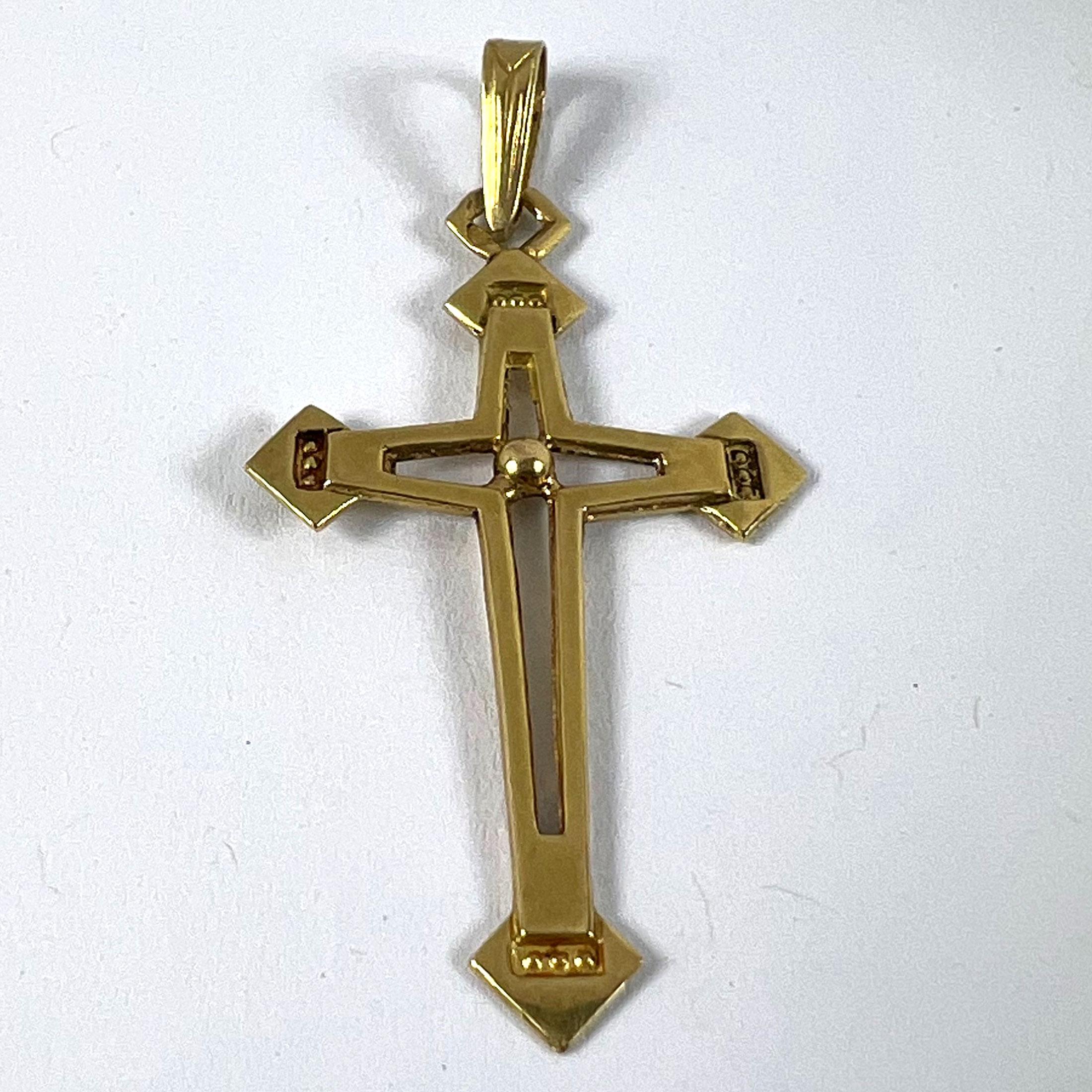 Vintage French 18K Yellow Gold Cross Pendant For Sale 9