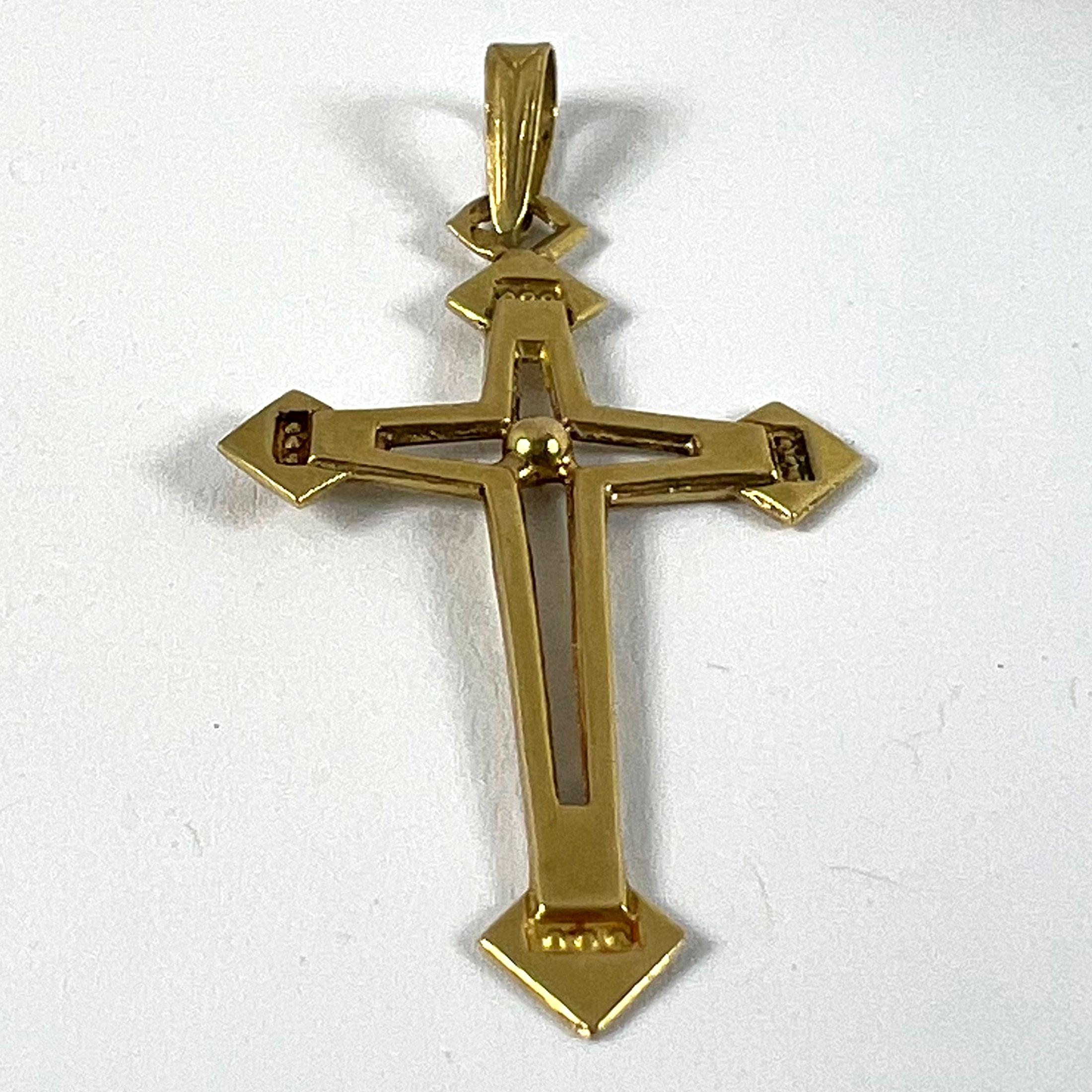 Vintage French 18K Yellow Gold Cross Pendant For Sale 10