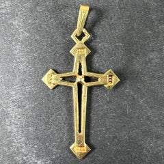 Vintage French 18K Yellow Gold Cross Pendant