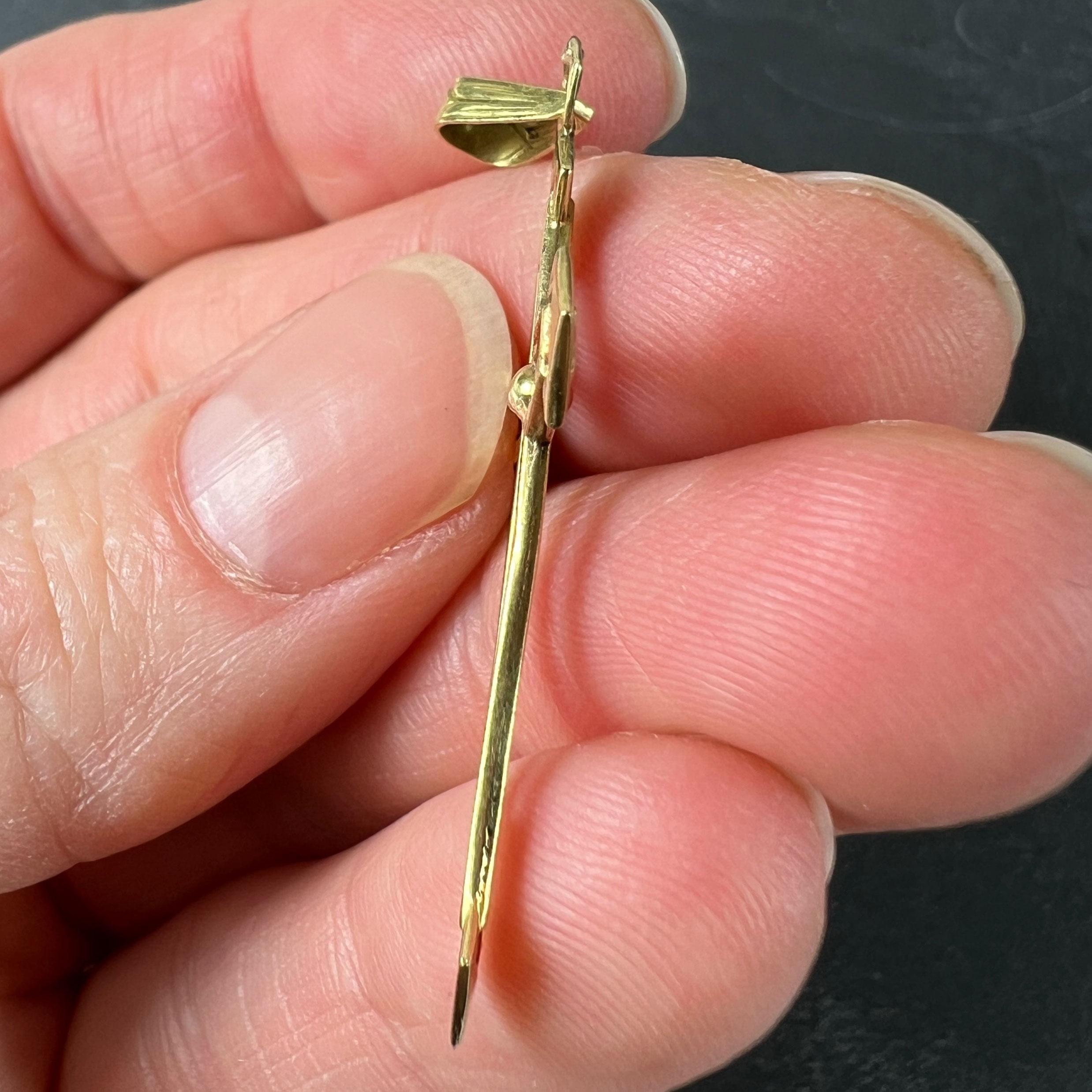 Vintage French 18K Yellow Gold Cross Pendant For Sale 4