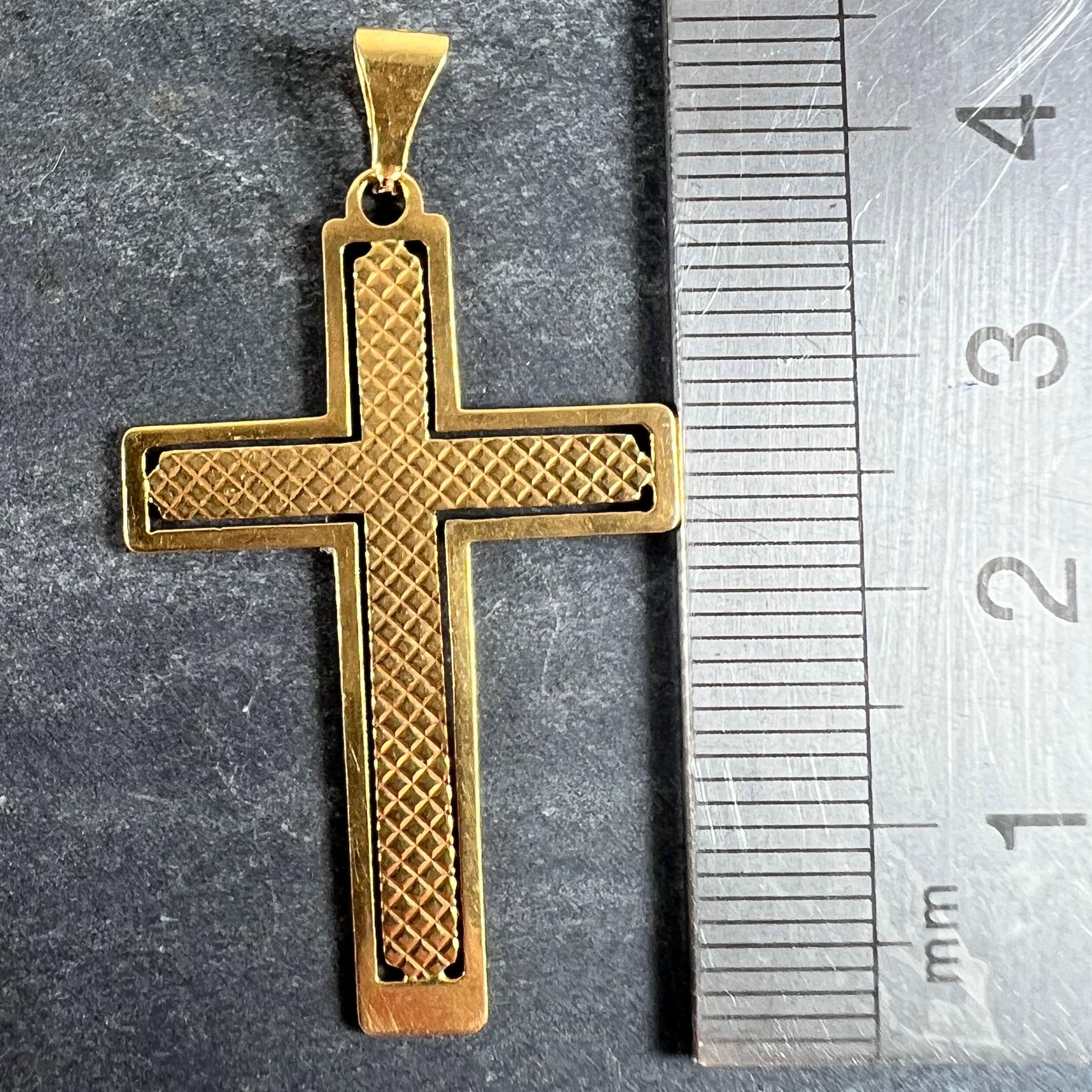 Vintage French 18K Yellow Gold Cross Pendant For Sale 5