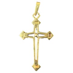 Vintage French 18K Yellow Gold Cross Pendant