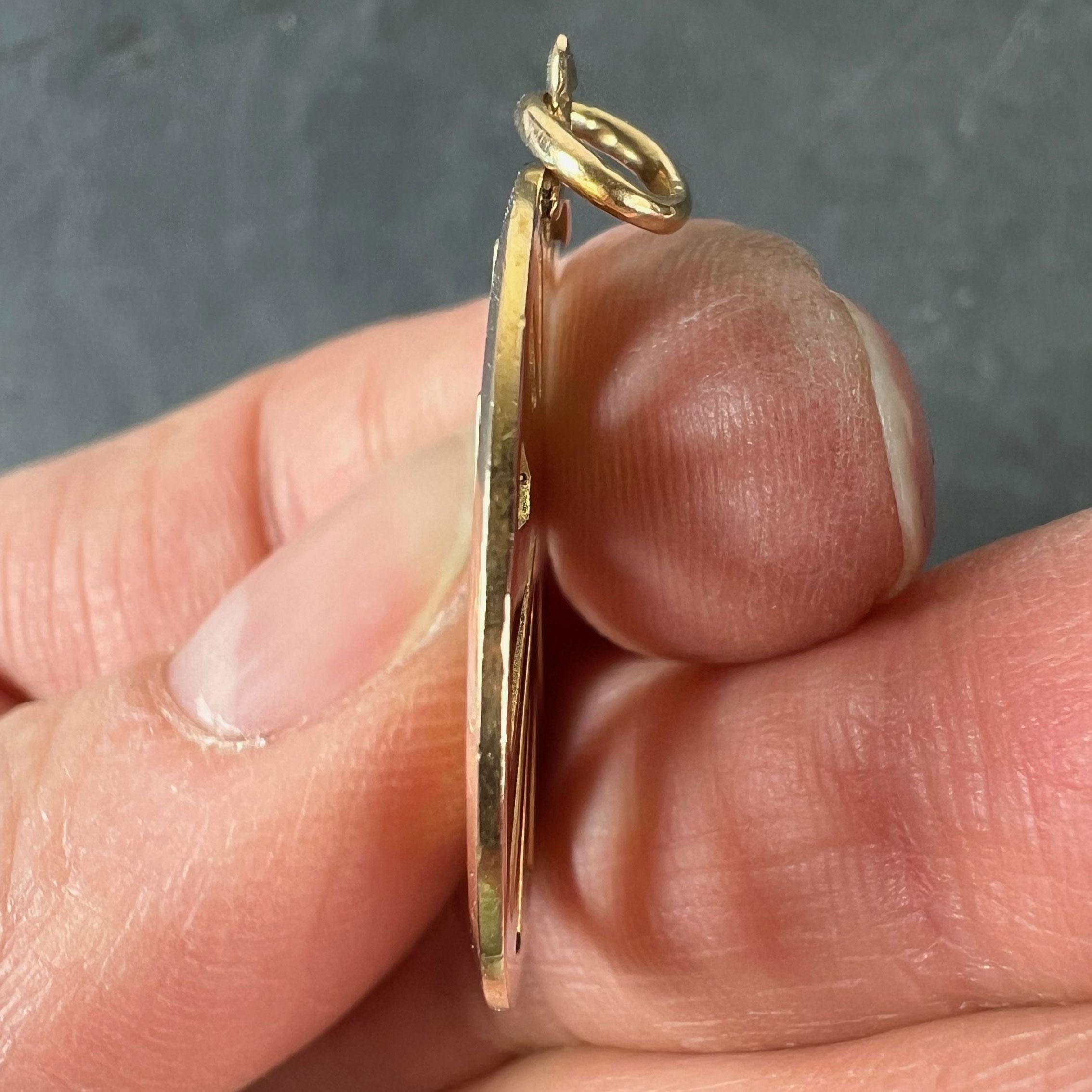 Ciondolo francese d'epoca in oro giallo 18 carati a forma di croce radiante con medaglia in vendita 4