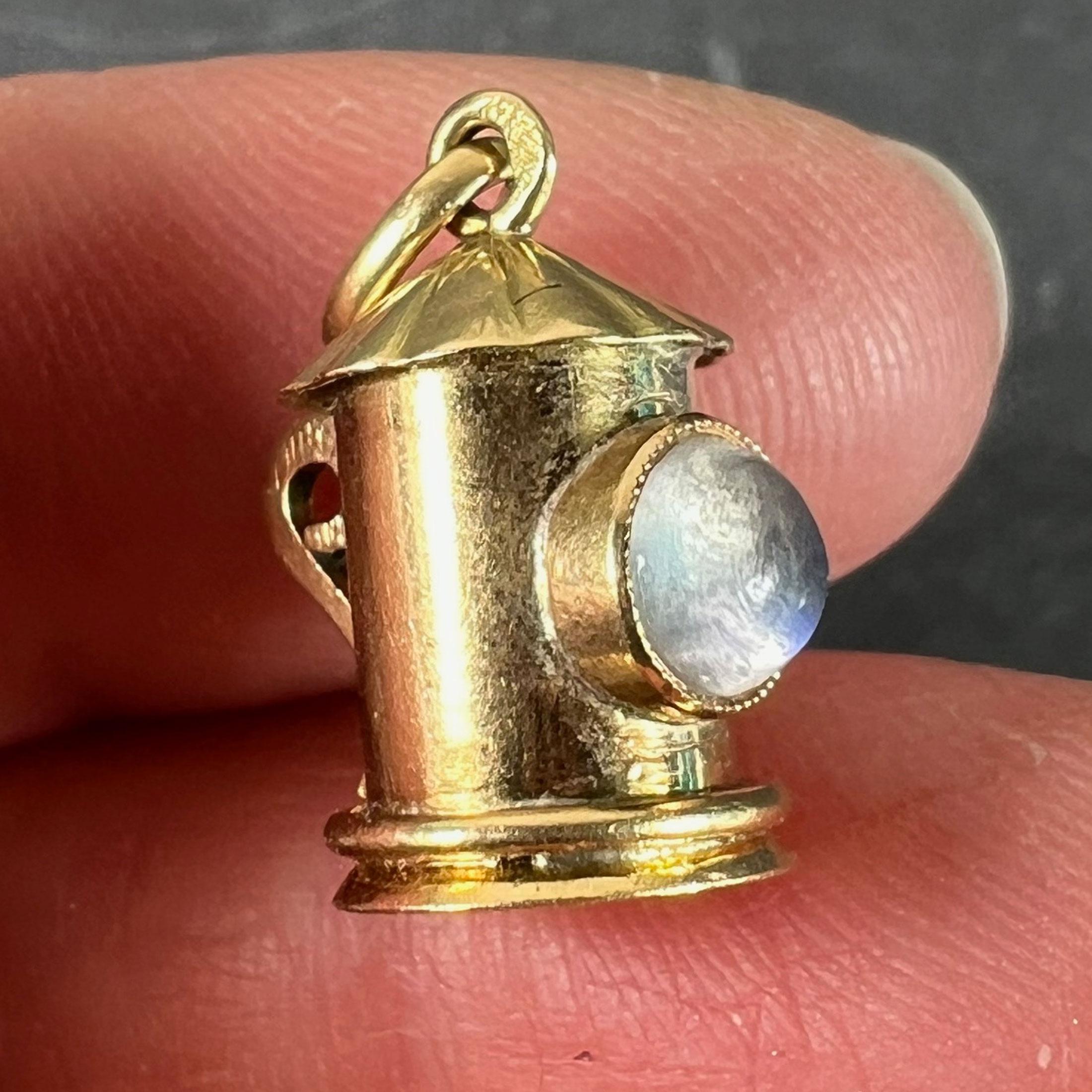 Vintage Französisch 18K Gelbgold Bergkristall Quarz Sturm Laterne Charm Anhänger im Angebot 1