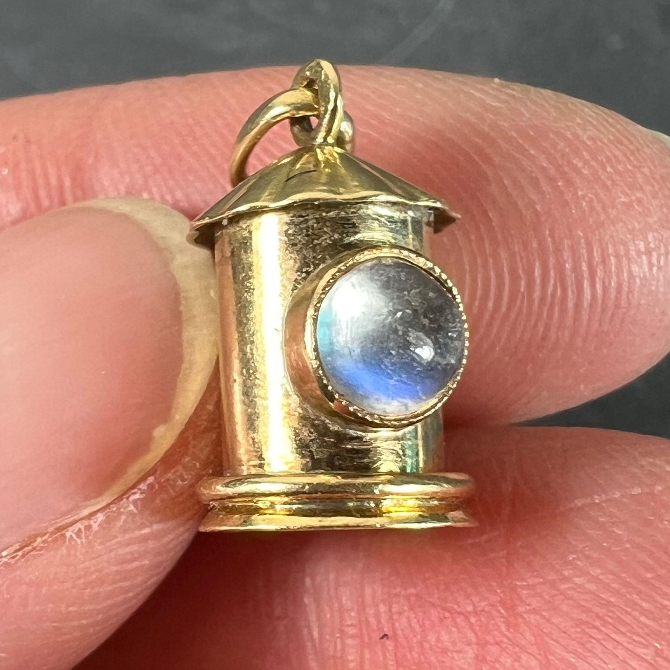 Vintage Französisch 18K Gelbgold Bergkristall Quarz Sturm Laterne Charm Anhänger im Angebot 2