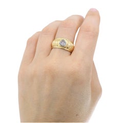 Vintage French 18k Yellow Gold Rose Cut Diamond Domed Band Ring