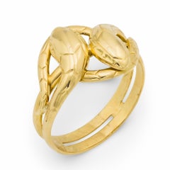 Bague serpent vintage française en or jaune 18k