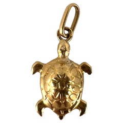 Pendentif à breloque tortue en or jaune 18K Vintage français