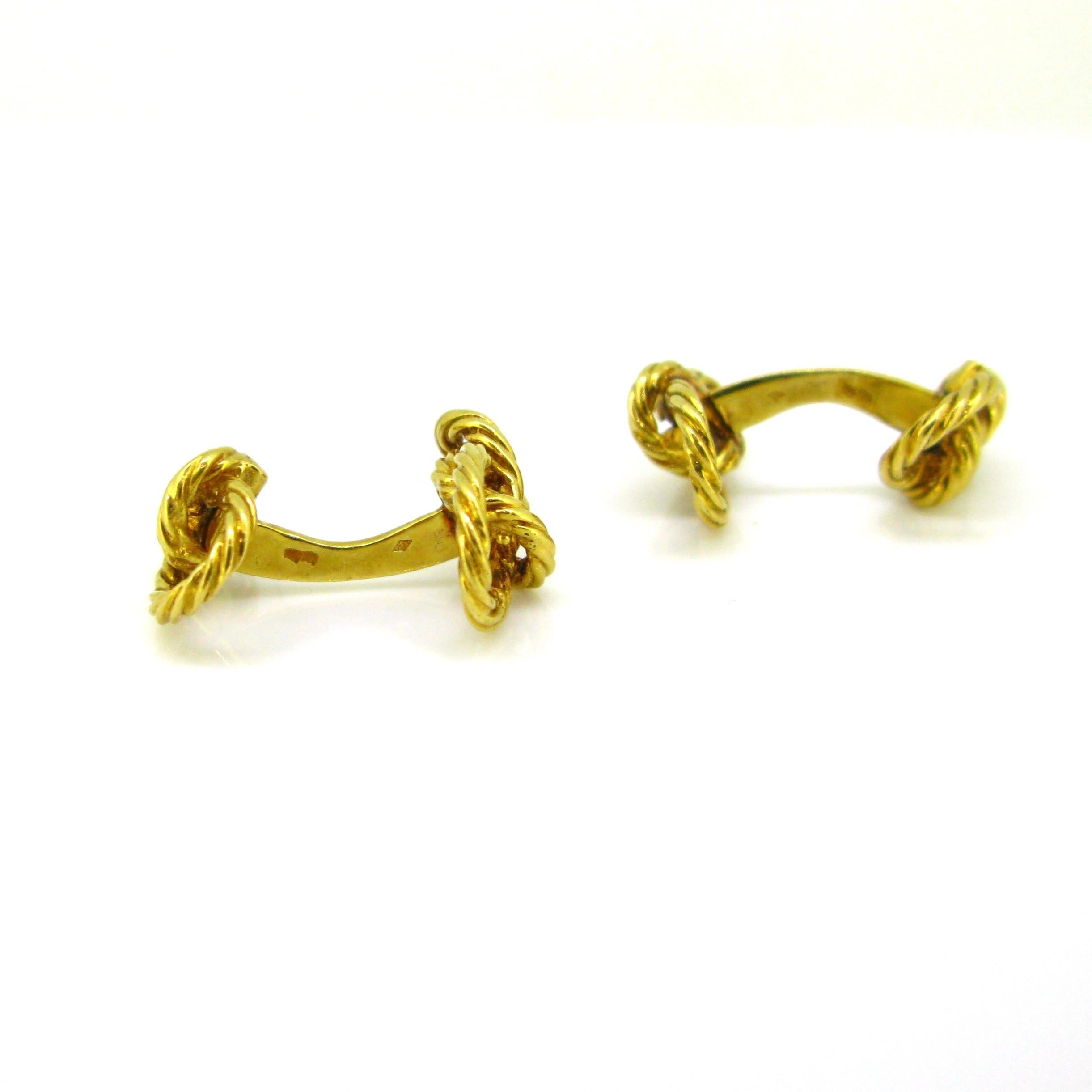 Vintage French 18kt Gold Knot Cufflinks by De Percin, circa 1960 1