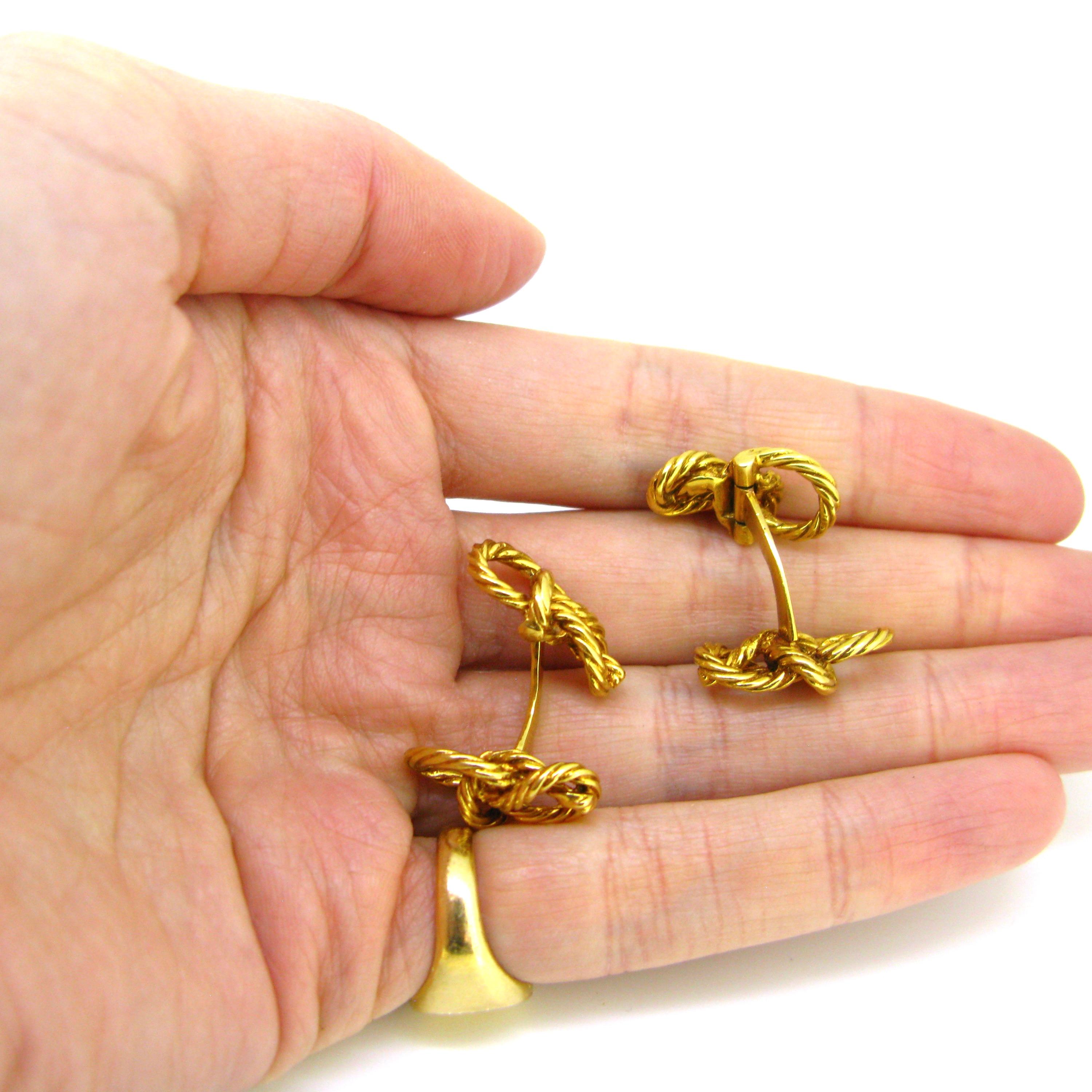 Vintage French 18kt Gold Knot Cufflinks by De Percin, circa 1960 3