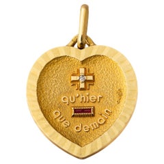 Colgante vintage francés de 18 quilates Corazón de amor de Augis