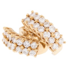 Boucles d'oreilles françaises vintage en or jaune 18 carats avec diamants