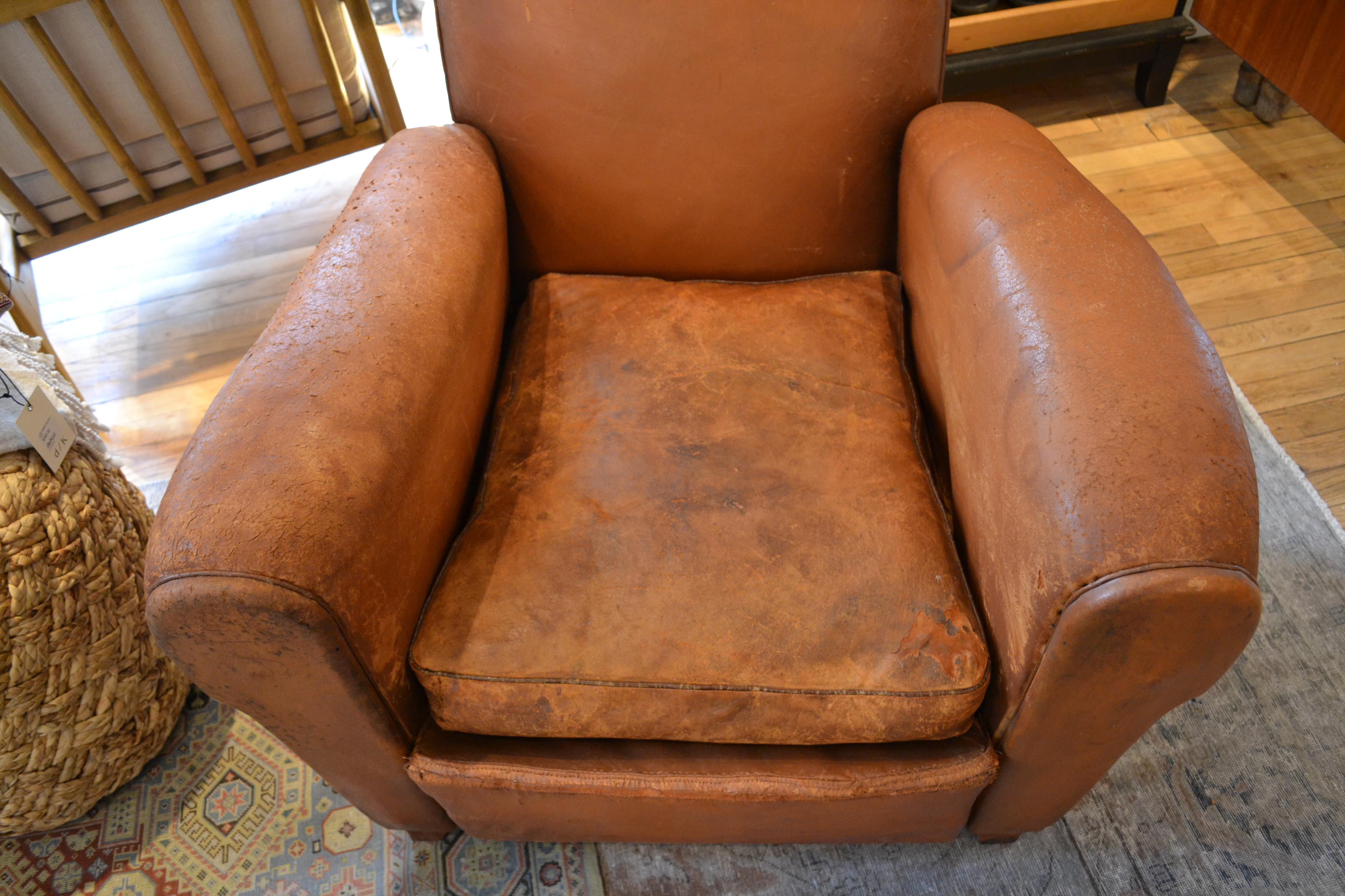 20th Century Vintage French 1930s Leather Club Chairs