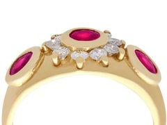 Vintage French 1950s Ruby and Diamond Yellow Gold Cocktail Ring
