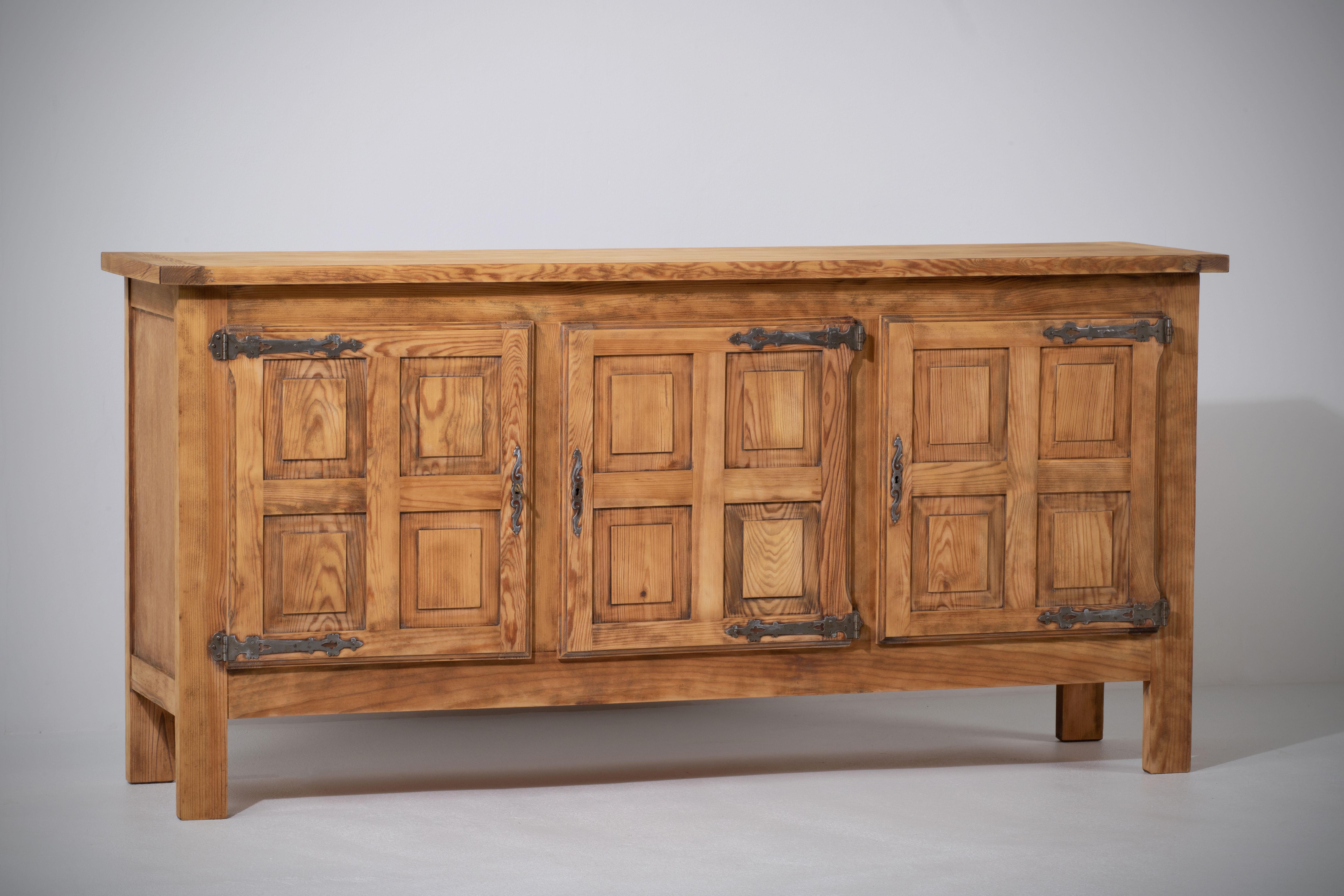Mid-Century Modern Vintage French 1950s Solid Pine Chalet Sideboard