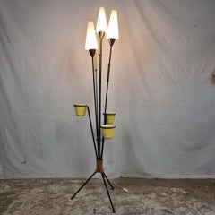 Vintage French 1950's tripod floor lamp, plant standard