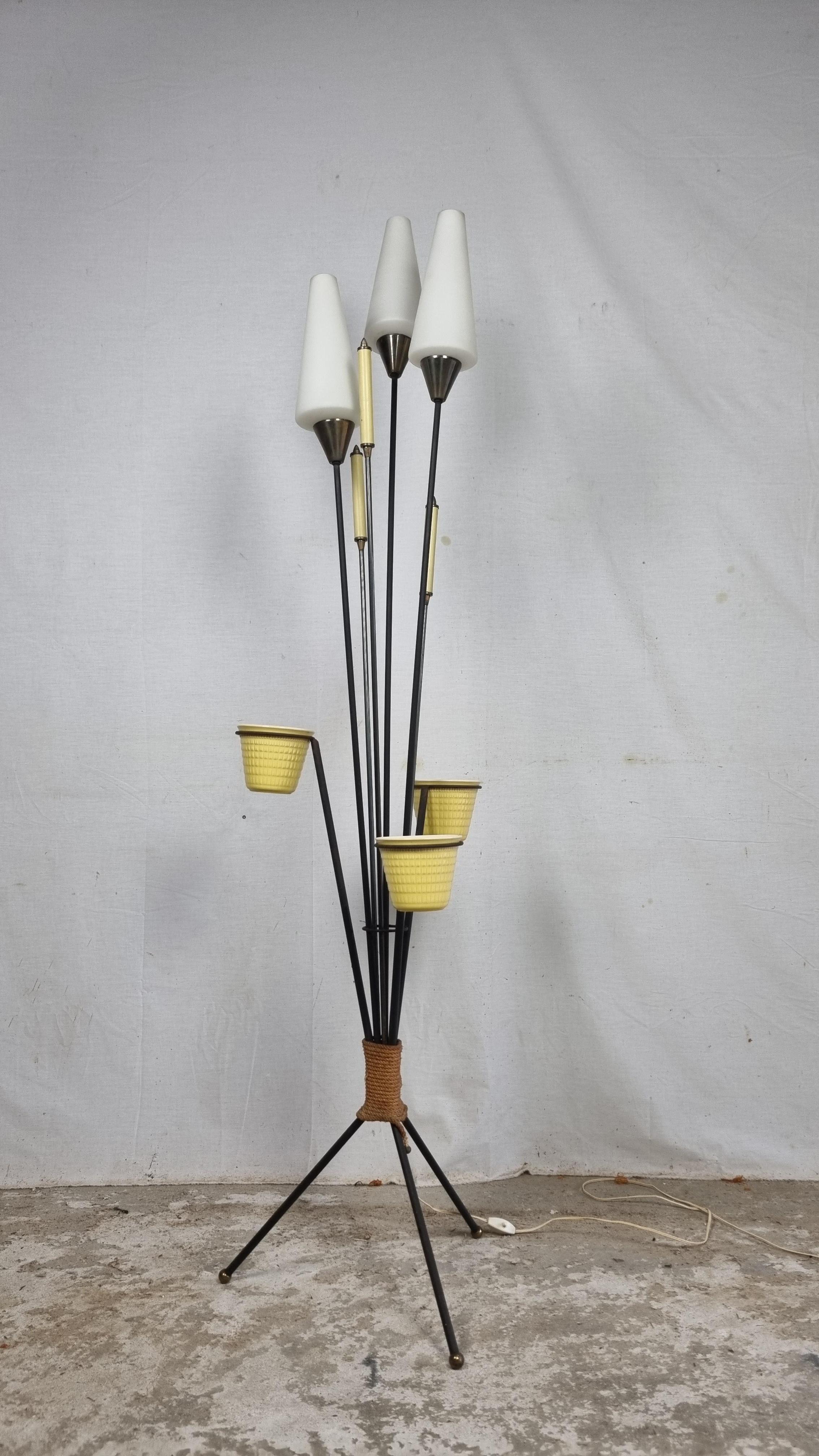 Mid-Century Modern Vintage French 1950's tripod floor lamp, plant standard