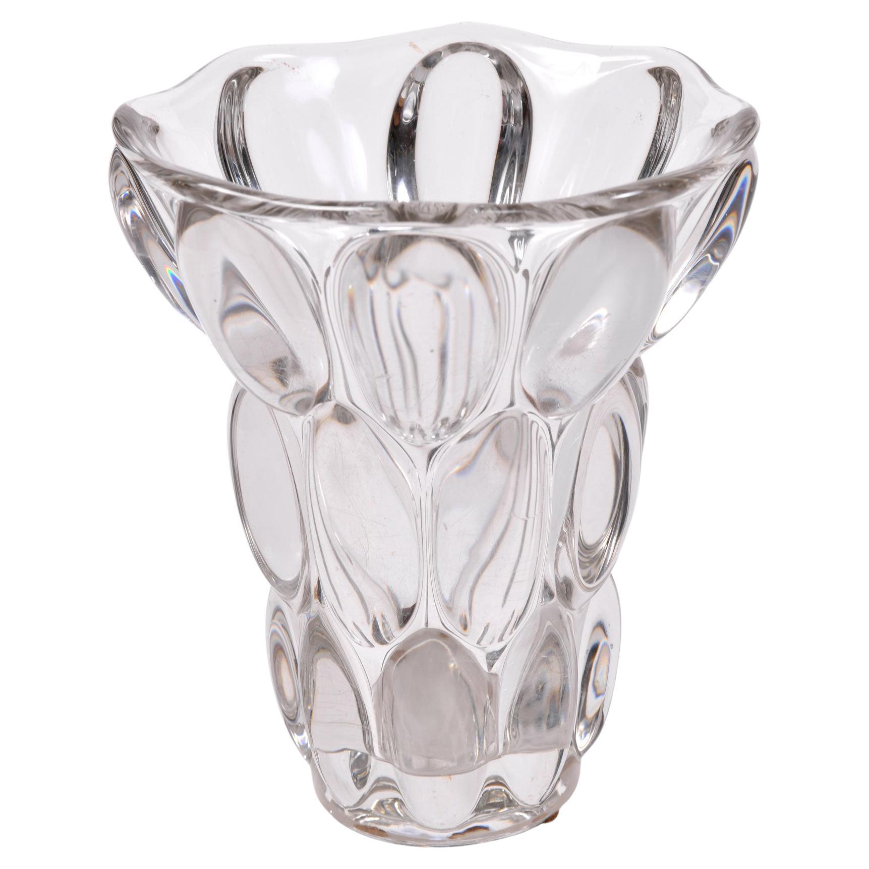 Vintage French crystal bubble vase by Art Vannes, 1950s, decorative, collectable