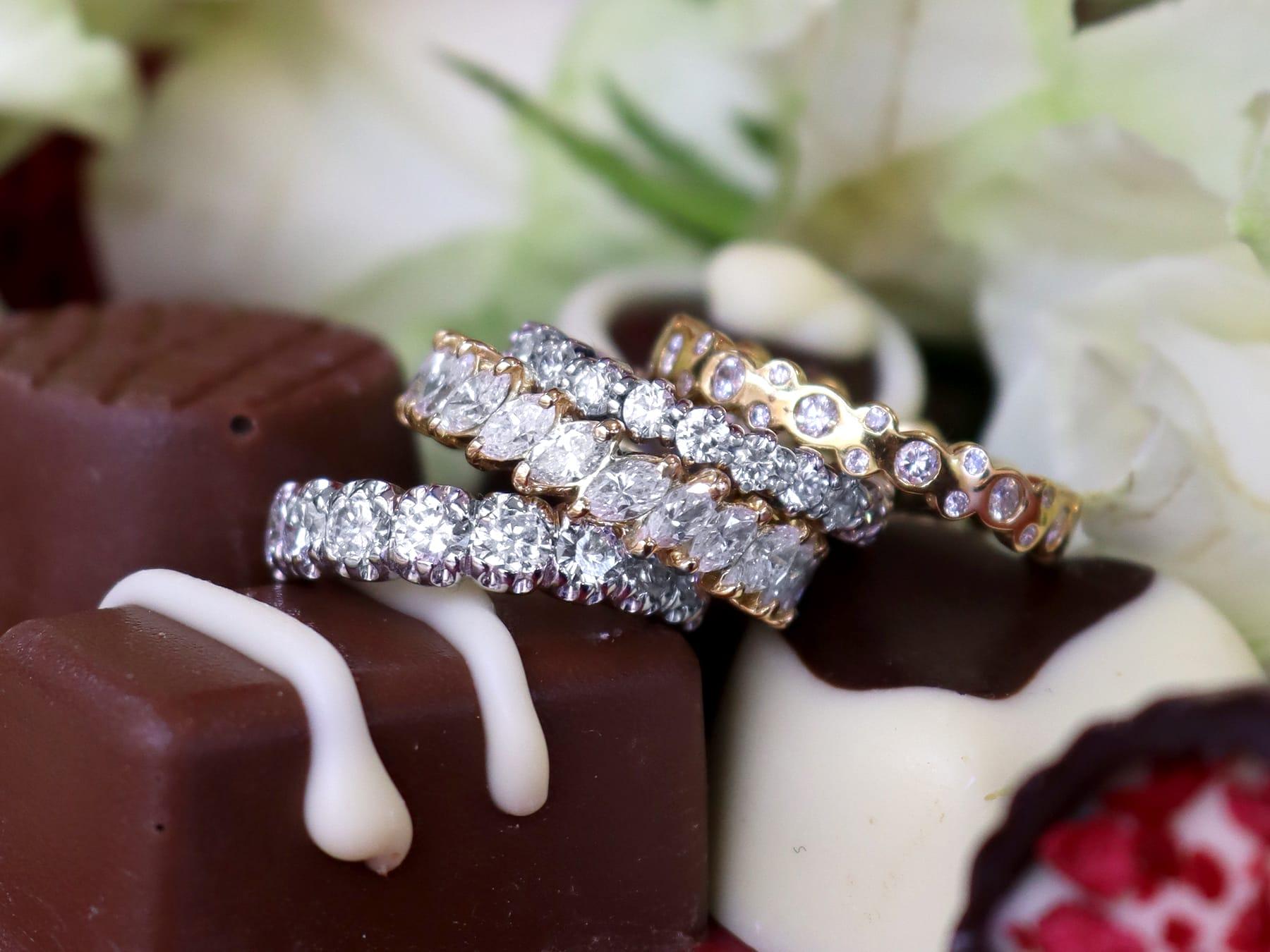 Round Cut Vintage French 2.20 Carat Diamond and White Gold Full Eternity Ring For Sale