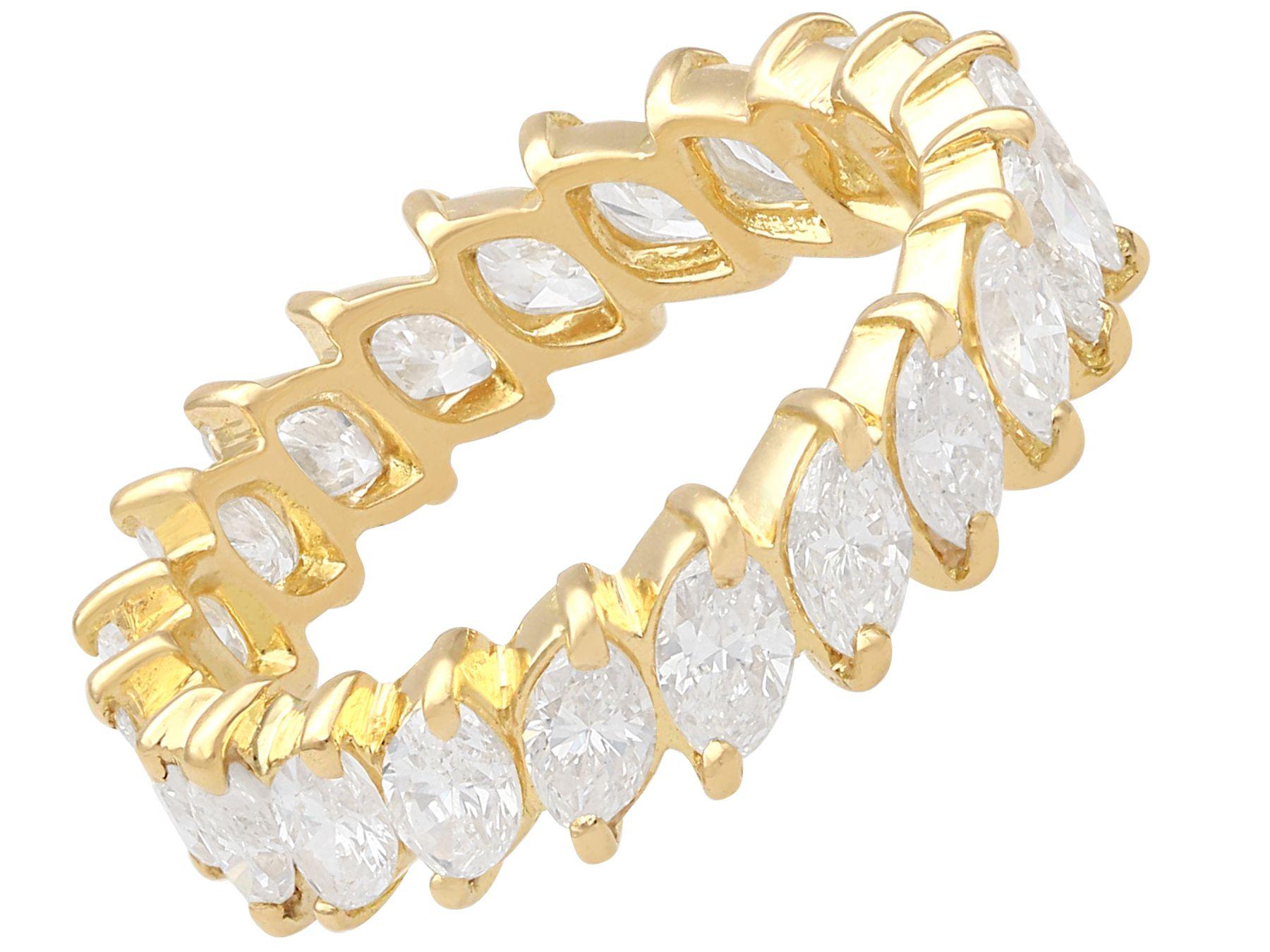 Marquise Cut Vintage French 2.23 Carat Diamond and 18k Yellow Gold Full Eternity Ring For Sale