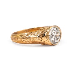 Vintage French 2.31 Carat Diamond Solitaire Elephant Motif Ring