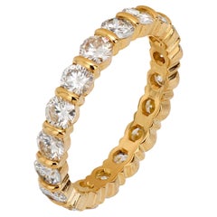 Alianza francesa vintage de oro amarillo de 18 quilates con diamantes de 2,40 quilates de peso total