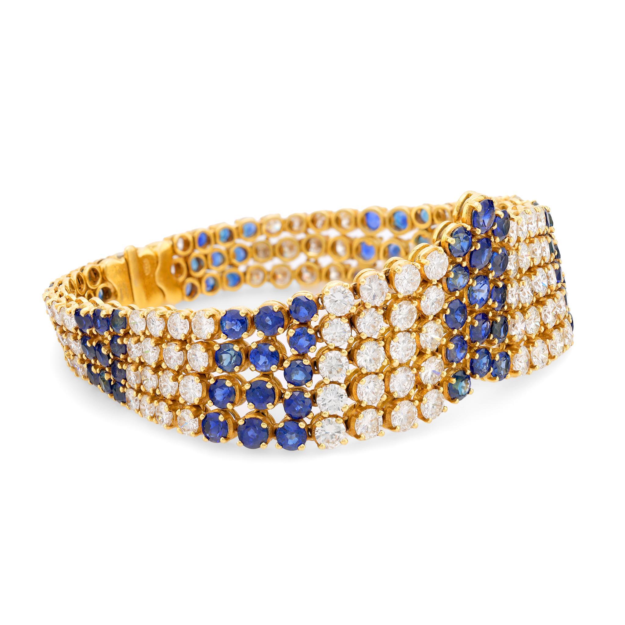 Modern Vintage French 25 carat total weight gemstone 18k gold bracelet