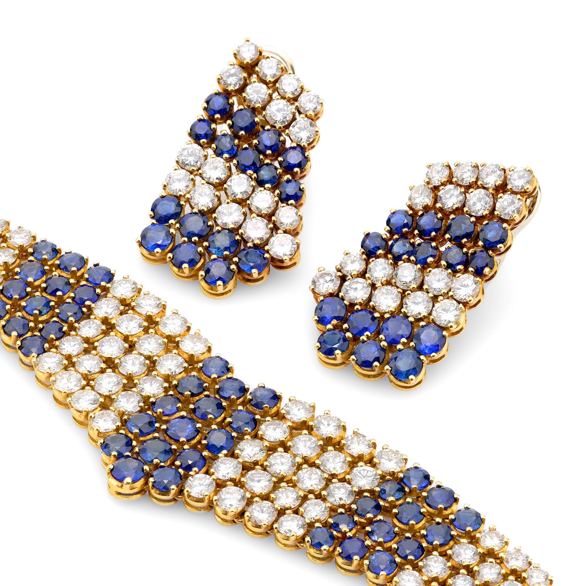 Vintage French 25 carat total weight gemstone 18k gold bracelet In Excellent Condition In Beverly Hills, CA