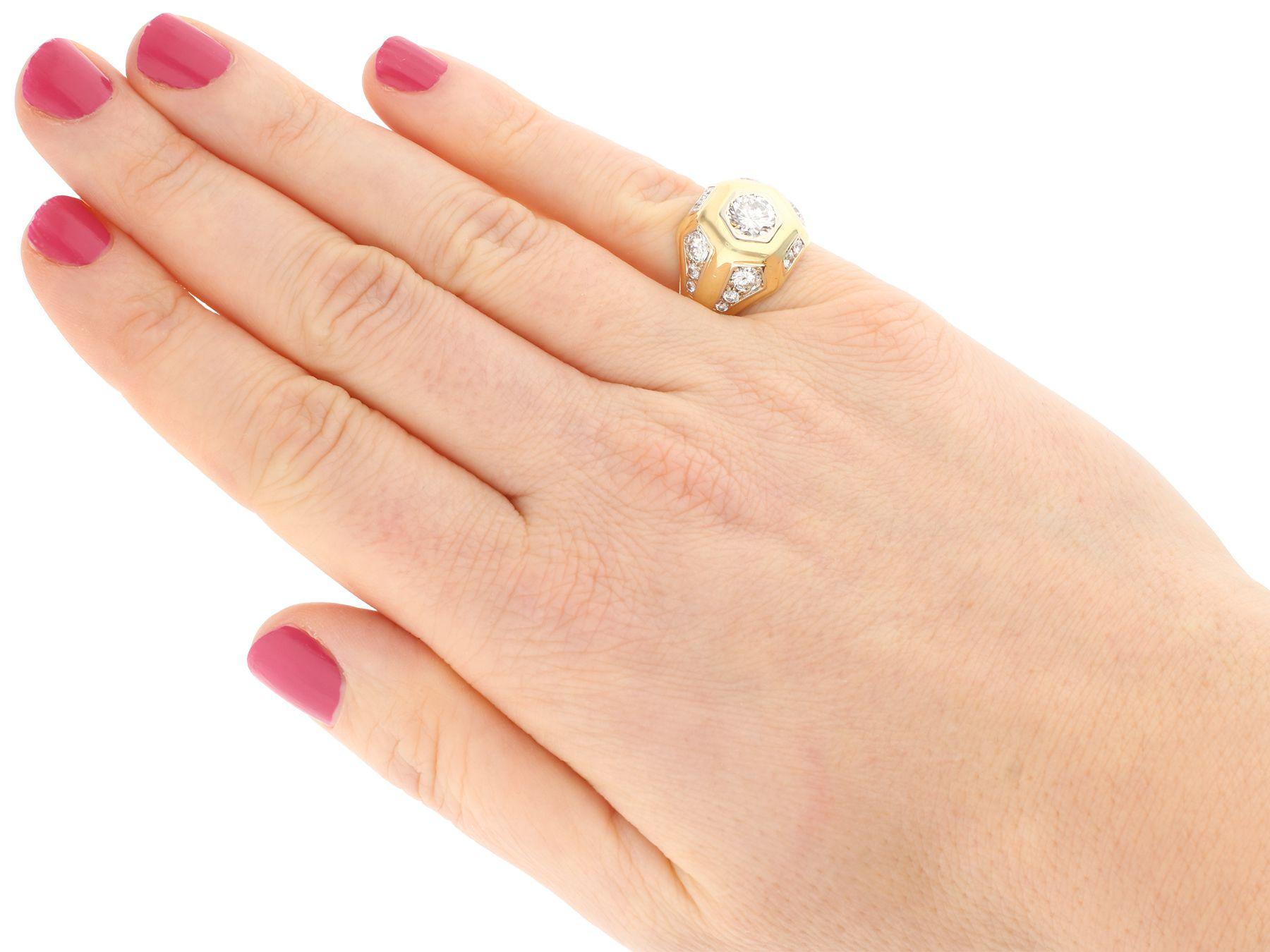 Vintage French 2.70 carat Diamond and Yellow Gold Signet Style Ring, circa 1960 1