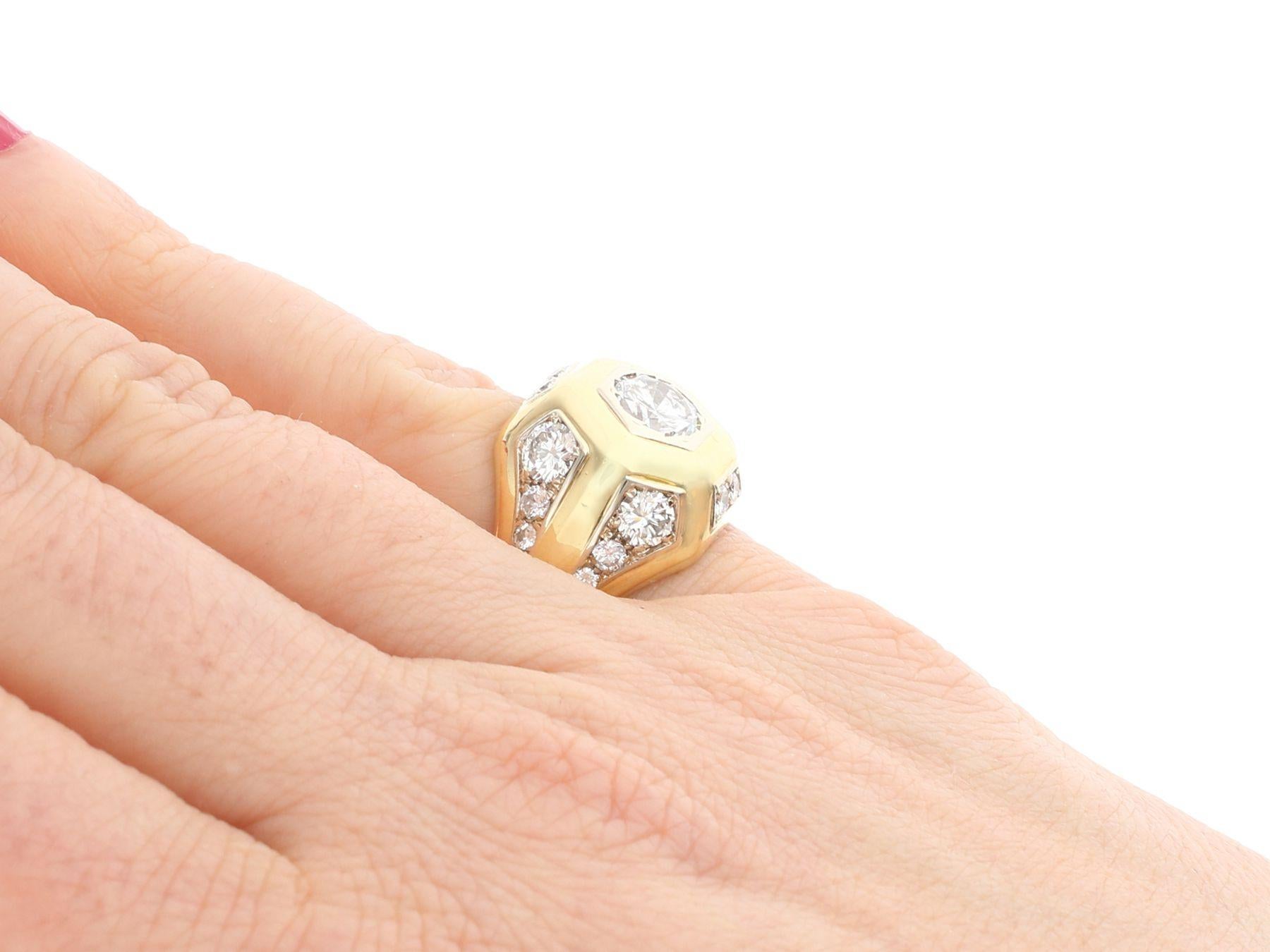Vintage French 2.70 carat Diamond and Yellow Gold Signet Style Ring, circa 1960 2