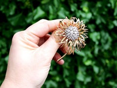 Broche fleur en or jaune et diamant de 2,89 carats, circa 1950