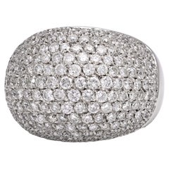 Vintage French 3 carat total weight diamond 18k white gold dome ring