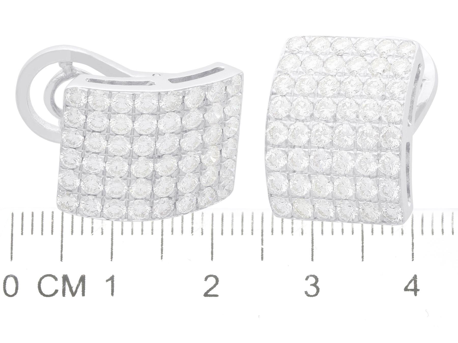 Vintage French 4.42 Carat Diamond and White Gold Stud Earrings For Sale 2