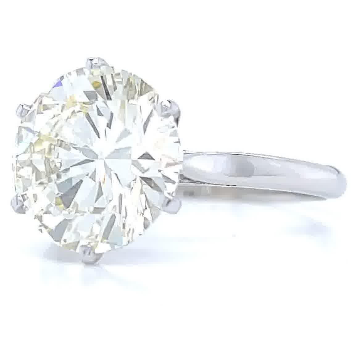 Women's Vintage French 4.45 Carat Brilliant Cut Diamond Platinum Gold Engagement Ring