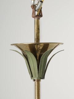 Vintage French 6-Light Painted Cattail Chandelier in the Style of Maison Jansen