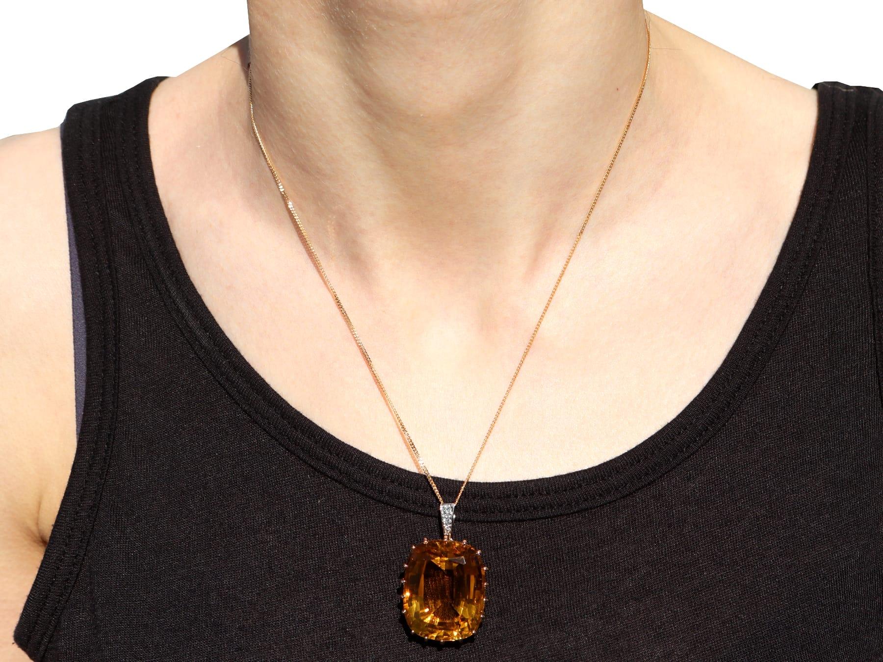 Vintage French 64.39 Carat Citrine and Yellow Gold Pendant 5